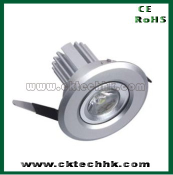 High power LED dimmable downlight 1*1W/1*3W