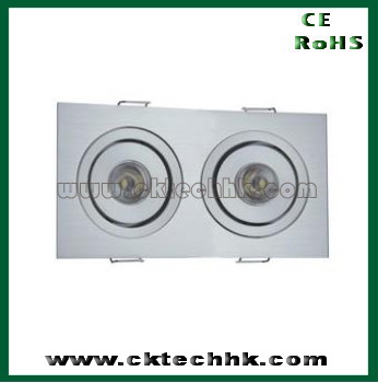 High power LED dimmable downlight 2x1x1W/2x1x3W